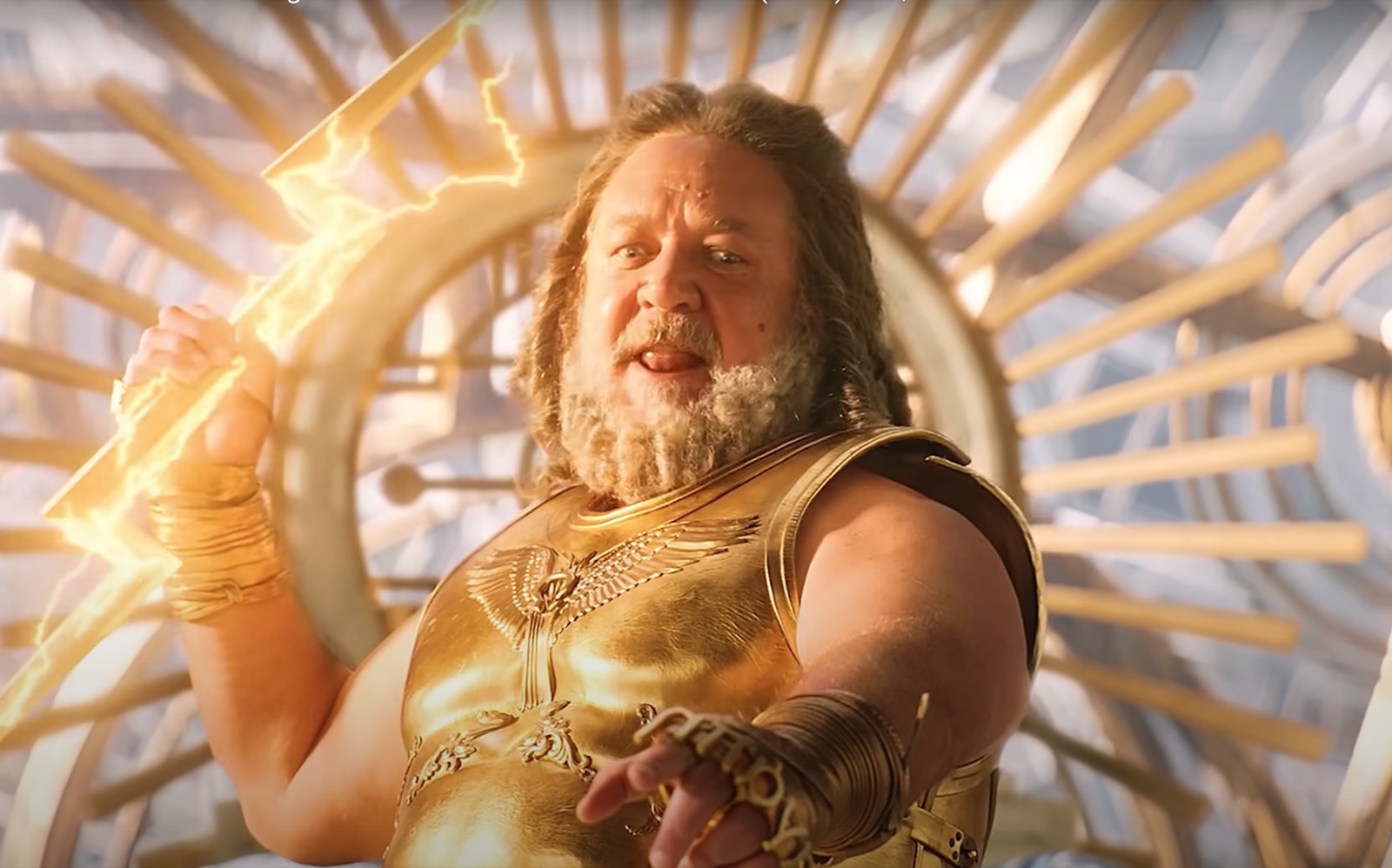Planets And Mythology Russell Crowe as Zeus in Thor Love and Thunder