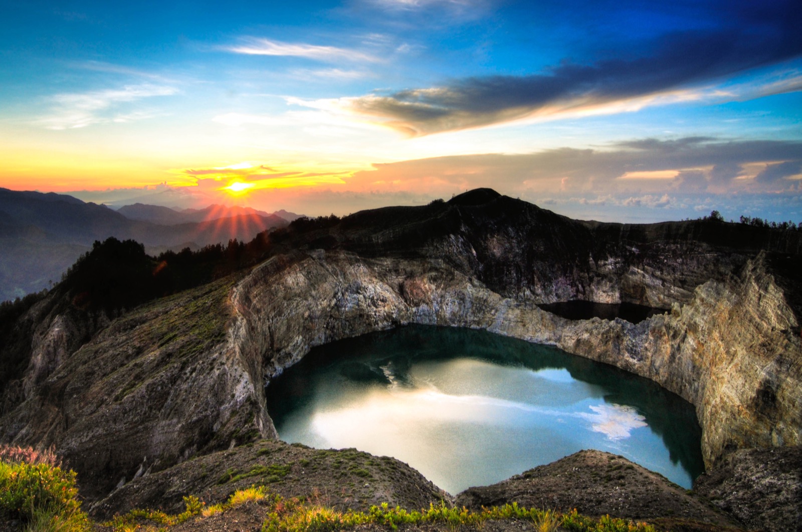Blue Places Kelimutu crater lakes at sunrise, Flores, Indonesia