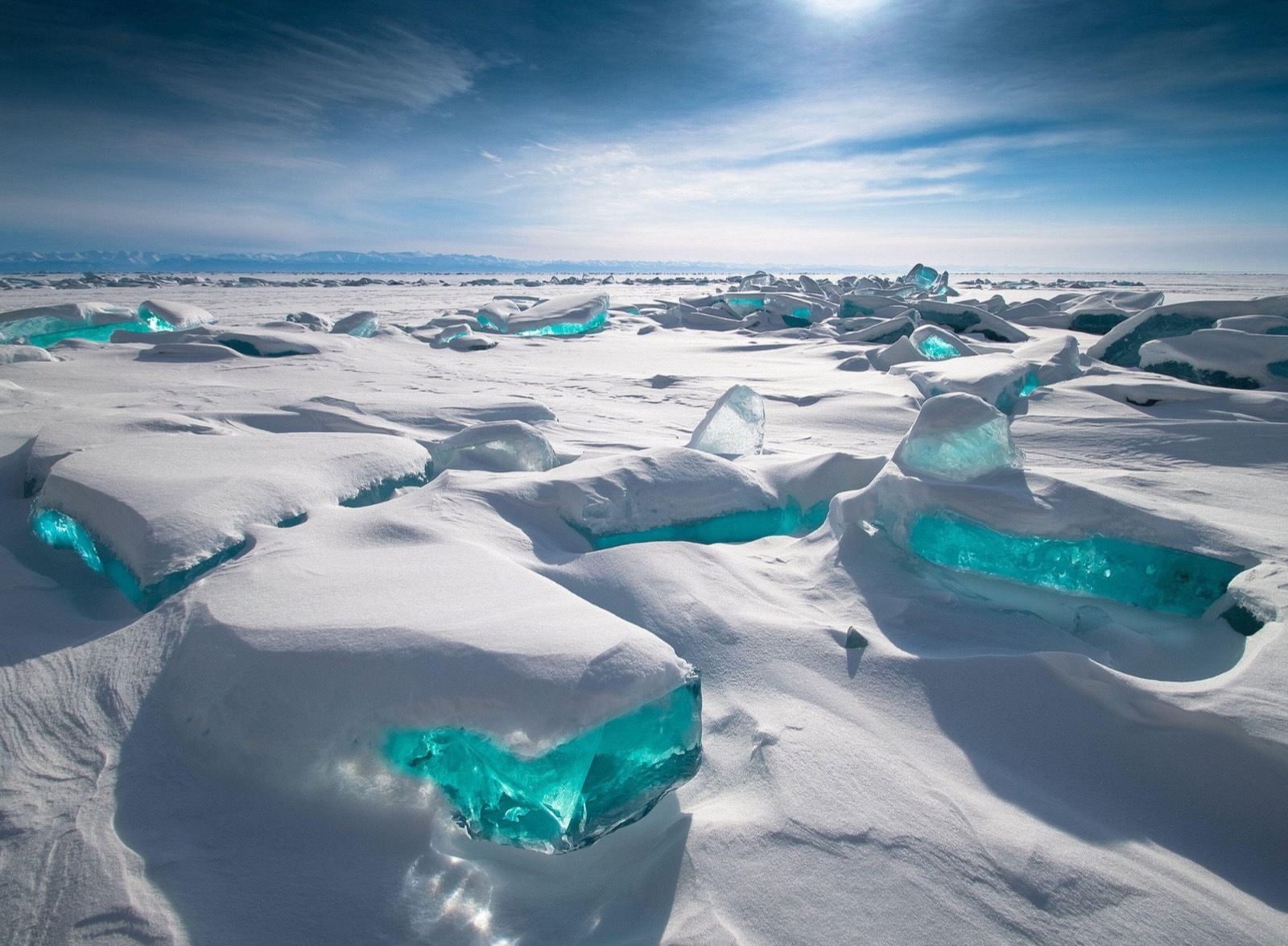Blue Places Turquoise ice of Lake Baikal, Russia