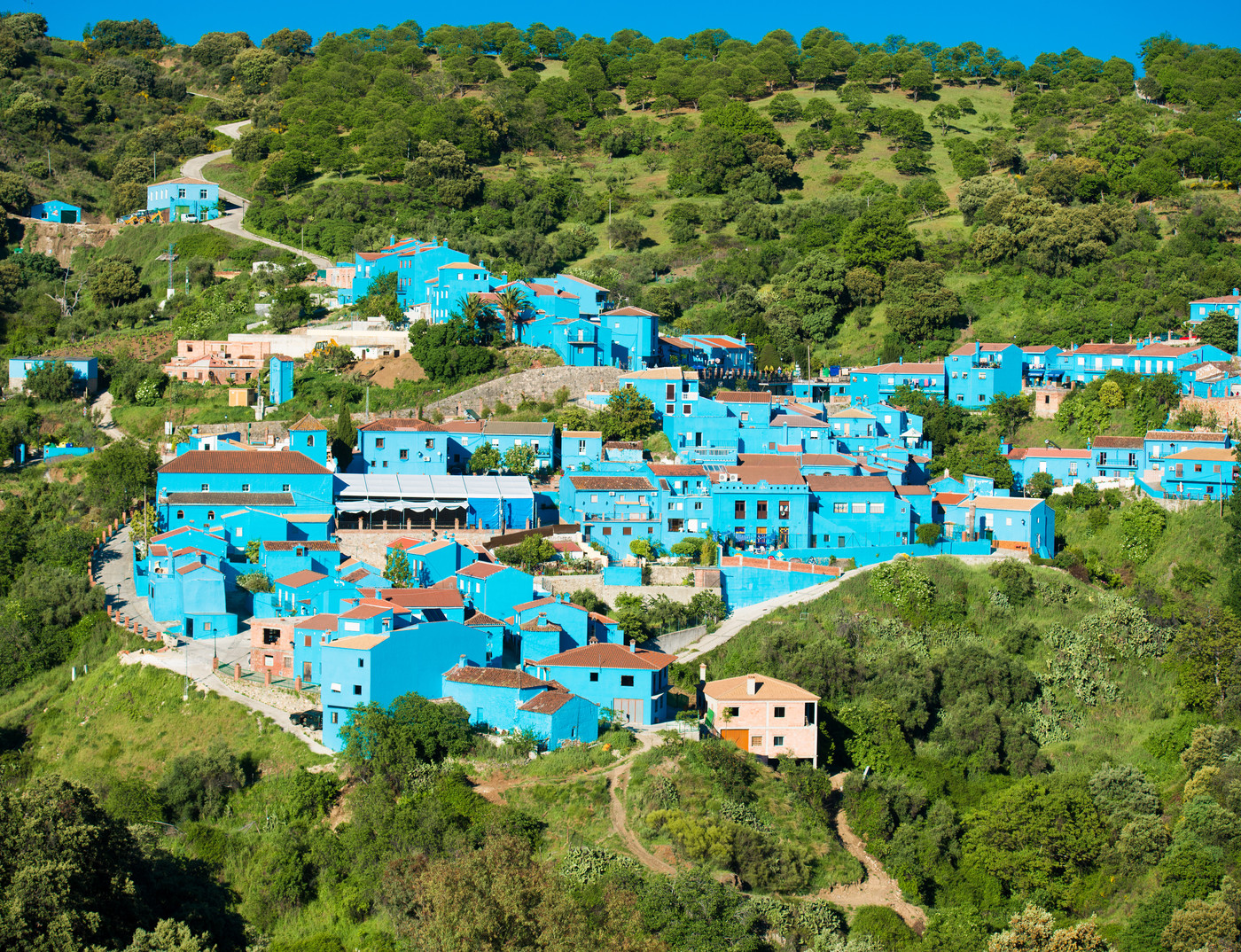 Eat European Food & Find Out Which Island Is Yours Quiz Juzcar, blue Andalusian village in Malaga, Spain