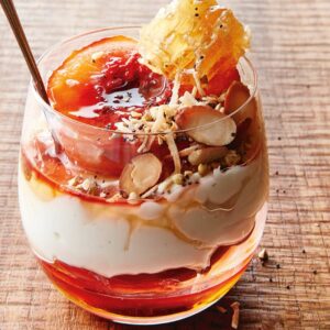 Fall-colored Food Quiz Peach yogurt parfait