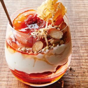 Enjoy Rainbow Breakfast & I'll Guess Age Food Quiz Peach yogurt parfait