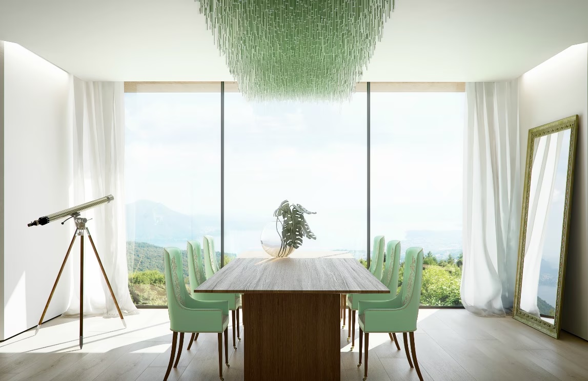 Pastel green dining room