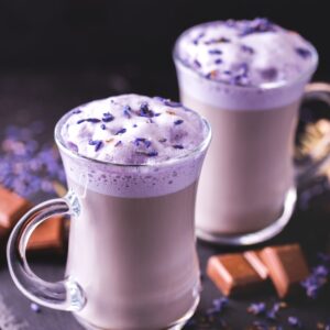 Enjoy Rainbow Breakfast & I'll Guess Age Food Quiz Lavender hot chocolate