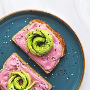 Pink Valentine's Day Quiz Beet and avocado toast