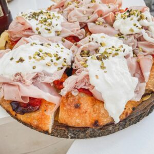 Pink Valentine's Day Quiz Focaccia with ham and burrata