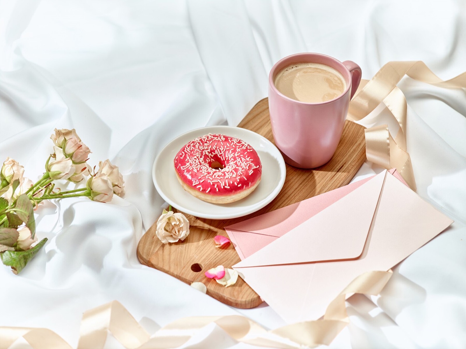 Pink Valentine's Day Quiz Pink donut doughnut coffee breakfast