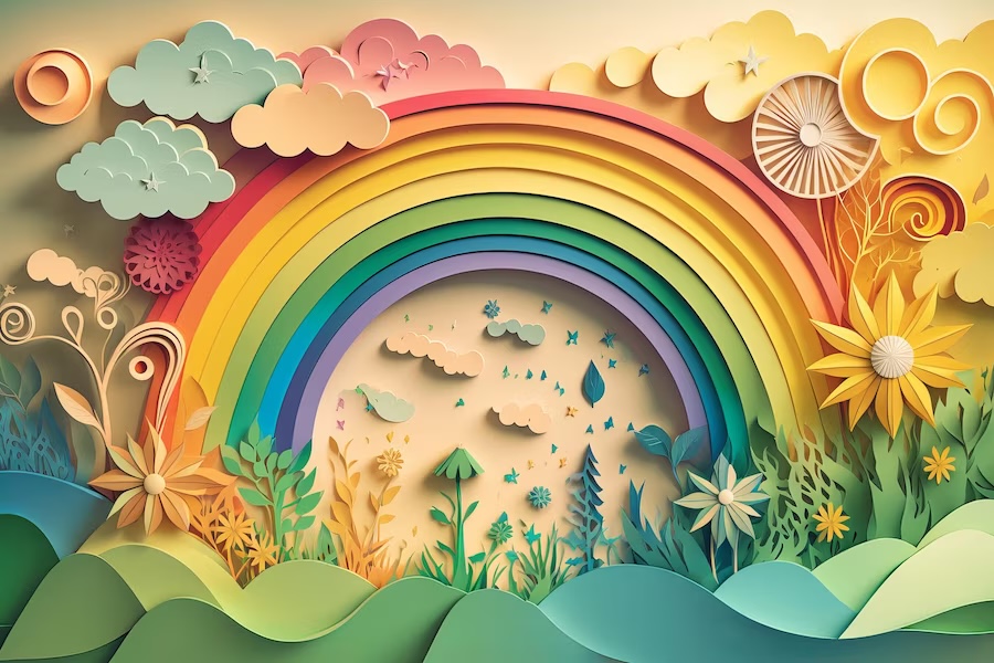 Rainbow Trivia Quiz Rainbow art paper cut