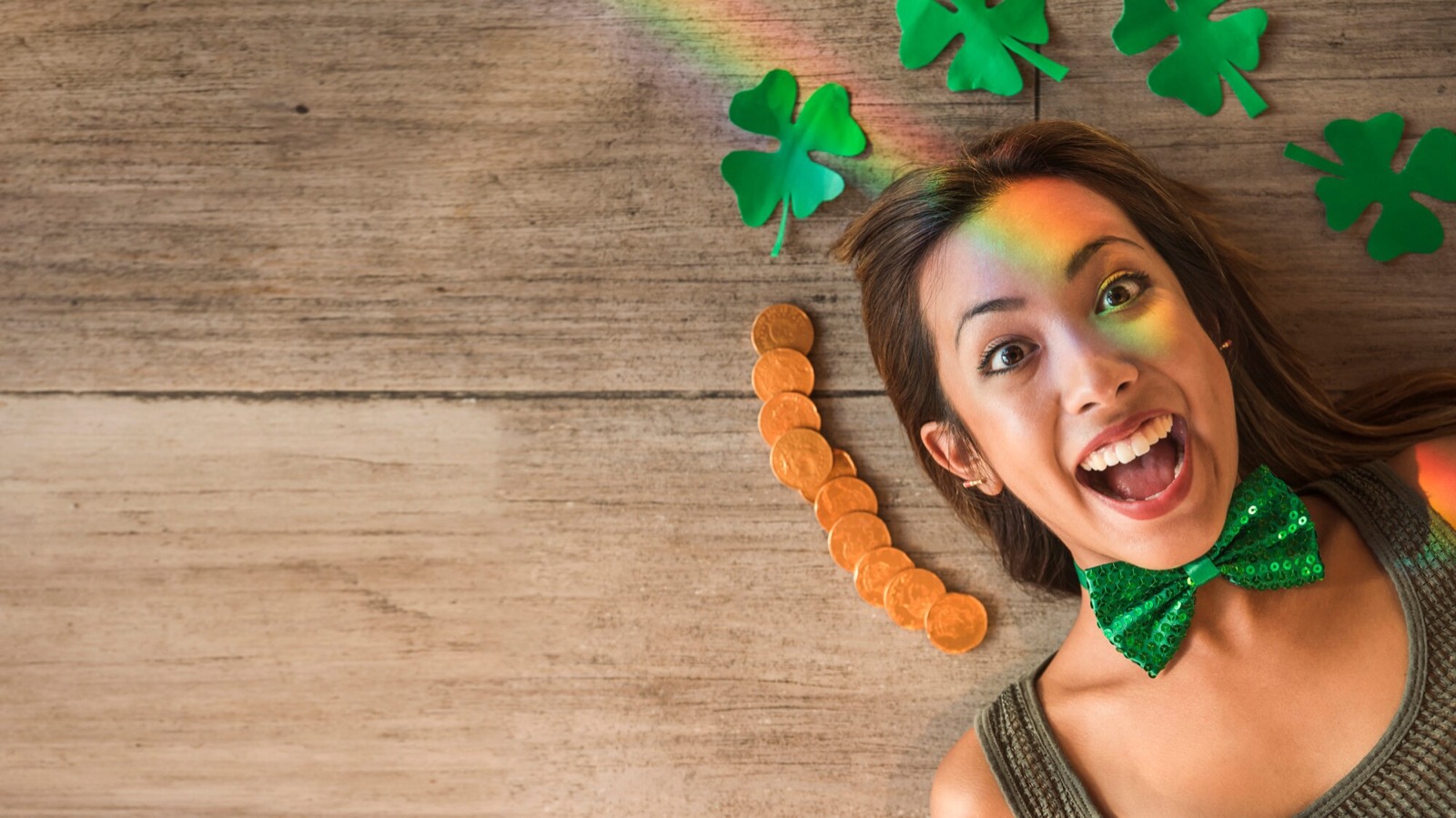 St. Patrick's Day woman with coins and clovers
