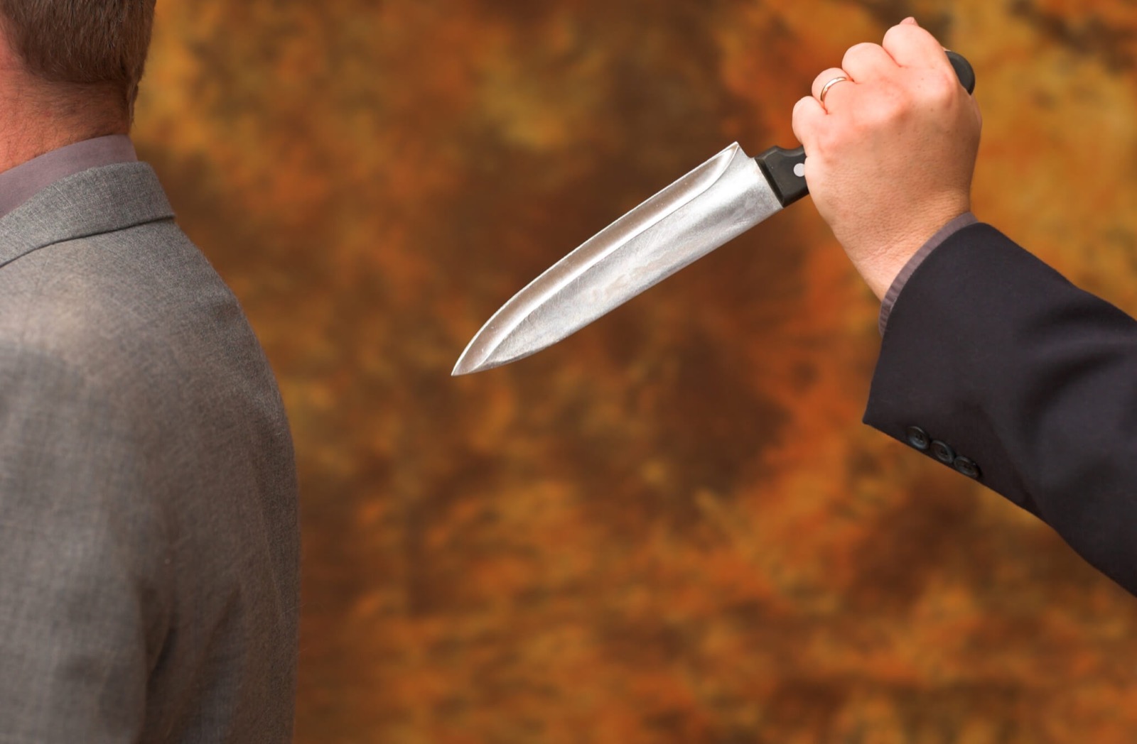 Knife backstabbing attack