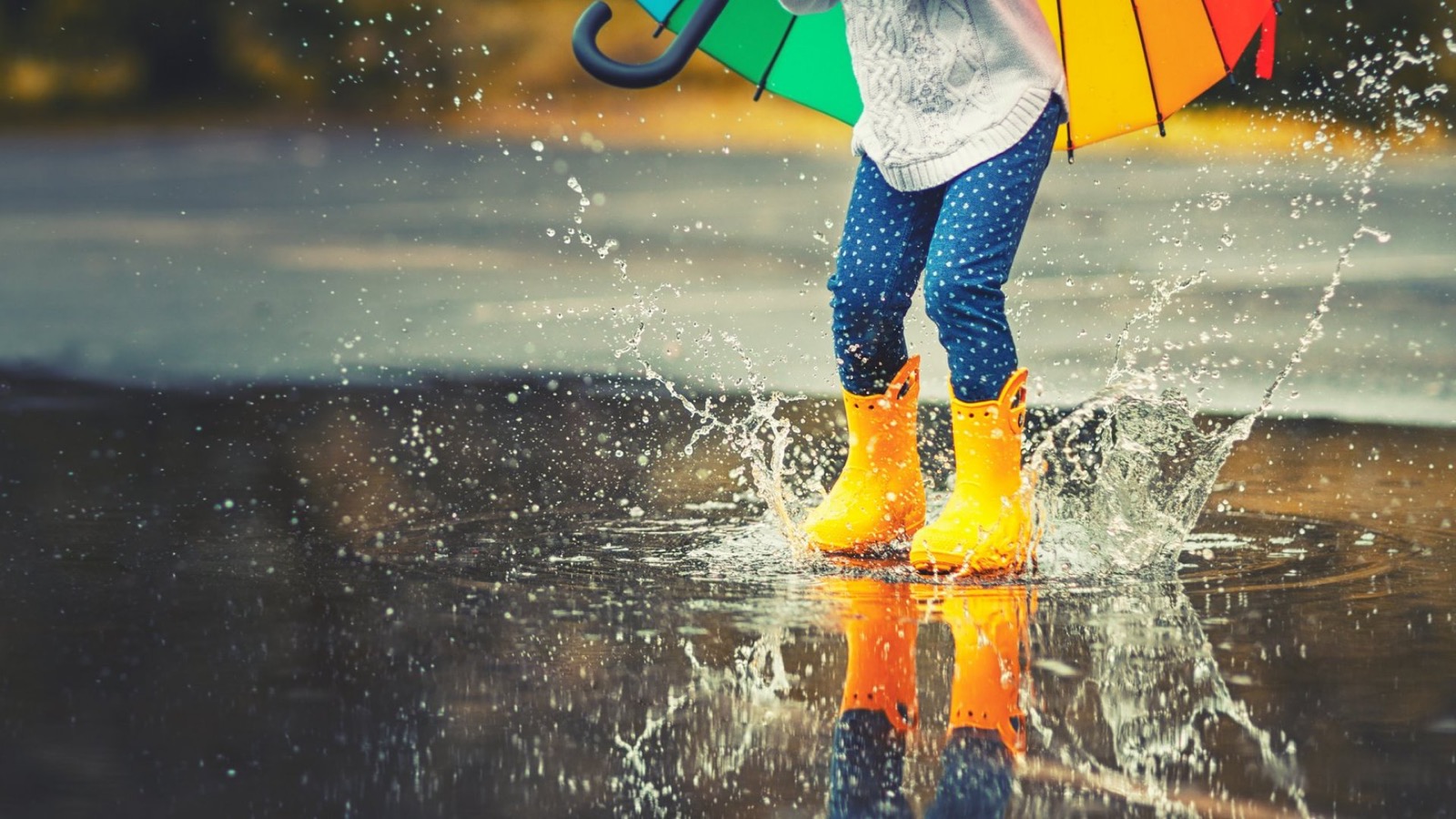 Rainy puddle splash