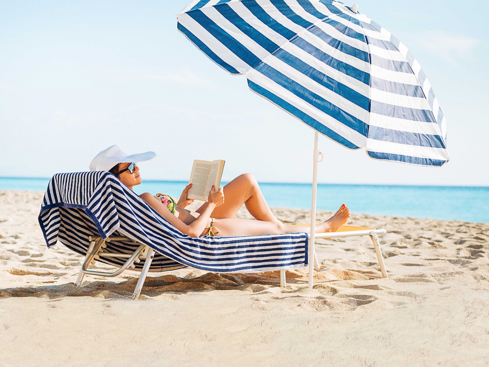 Reading a book at the beach