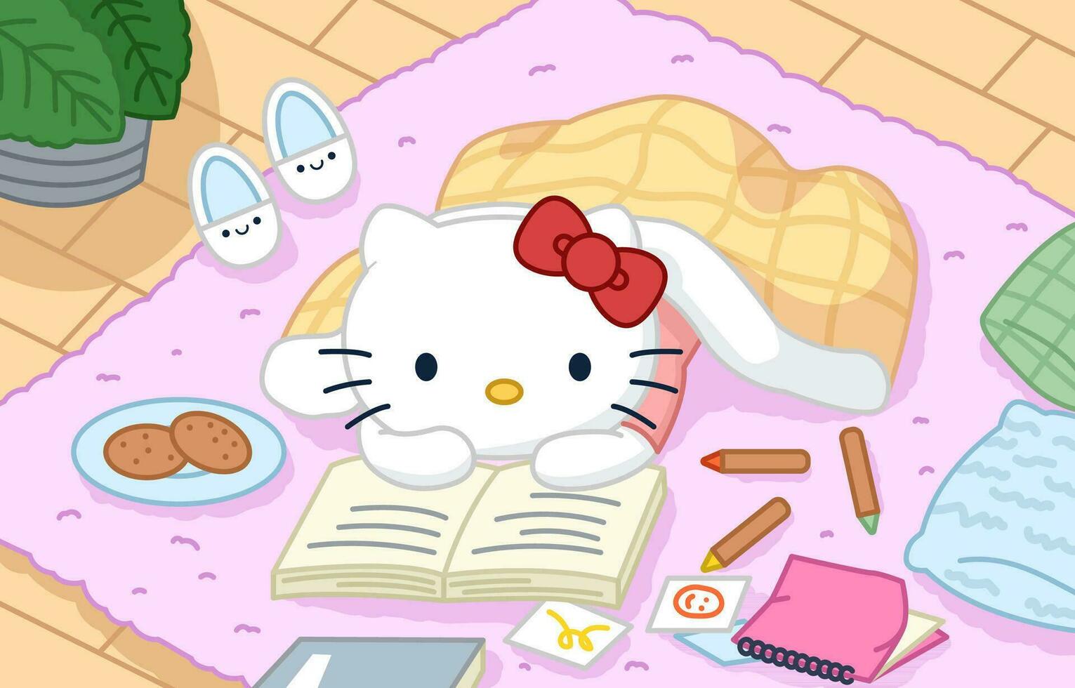 Hello Kitty reading