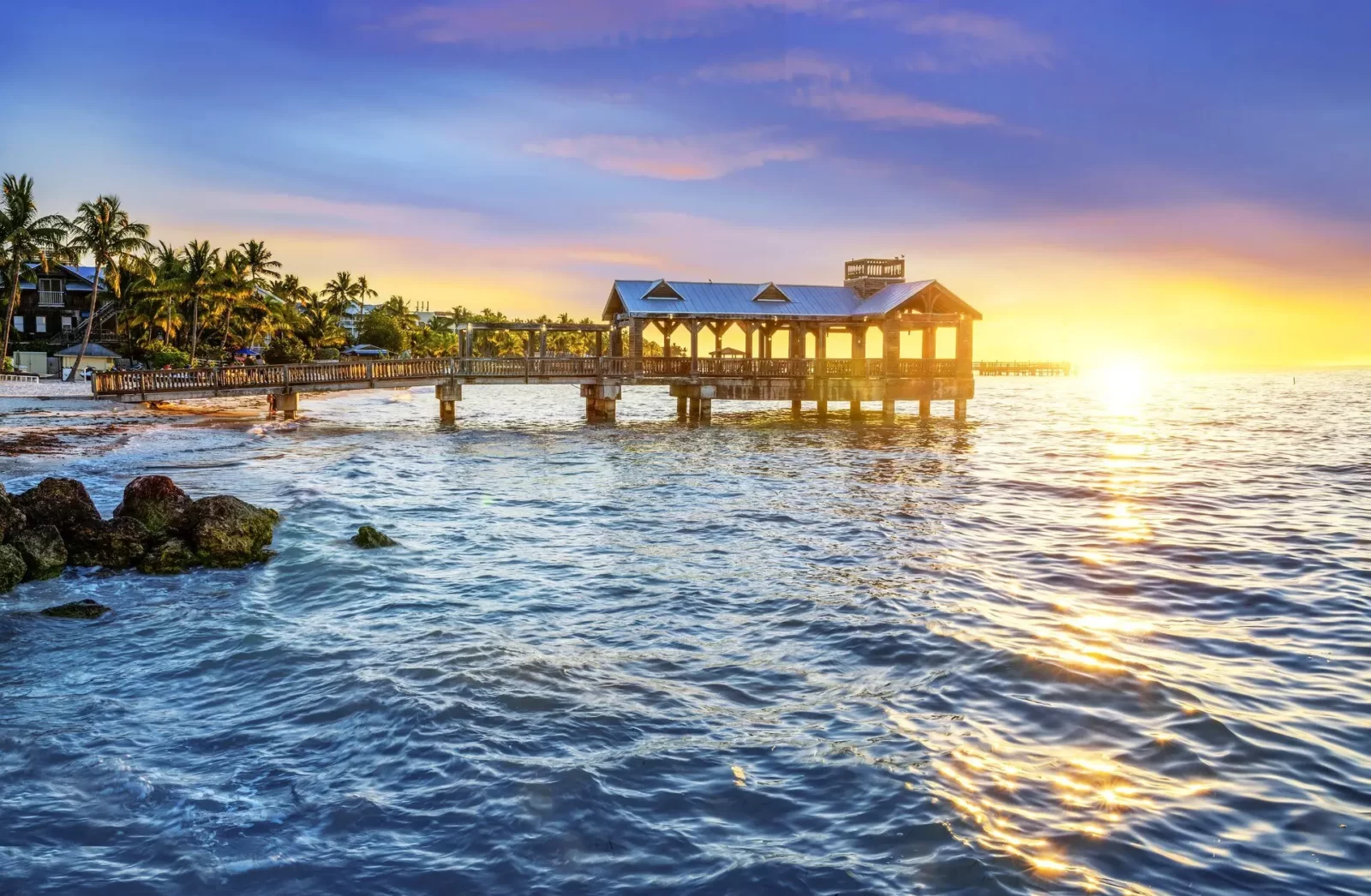 Sunset over pier at Key West, Florida