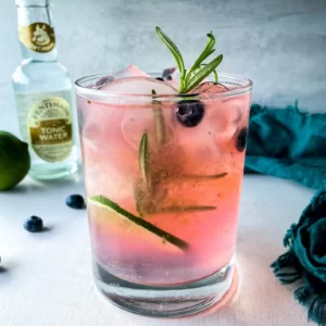 Pink Buffet Quiz Blueberry gin and tonic