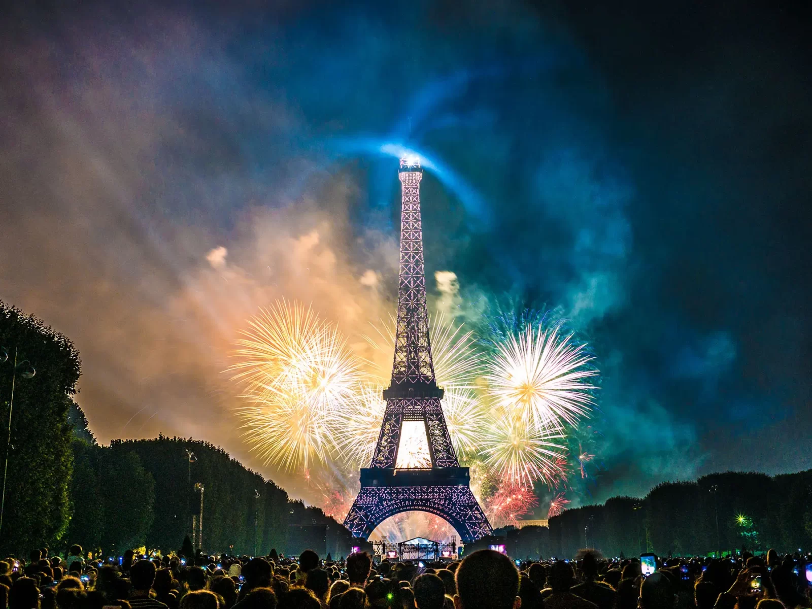 Bastille Day, Eiffel Tower fireworks, France