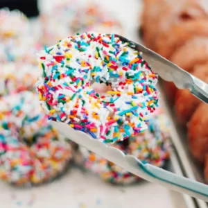 Enjoy Rainbow Breakfast & I'll Guess Age Food Quiz Funfetti doughnut