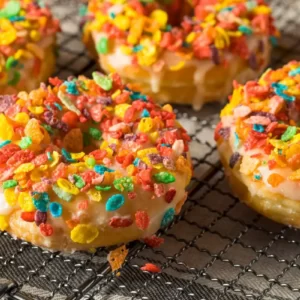Pick Rainbow Food To Know Which Mythical Being You Were Quiz Fruity Pebbles doughnut