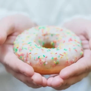 Breakfast A-Z Quiz Vanilla-frosted doughnut
