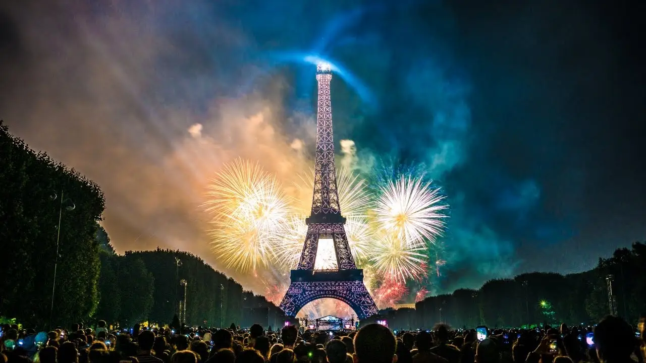 Bastille Day, Eiffel Tower fireworks, France