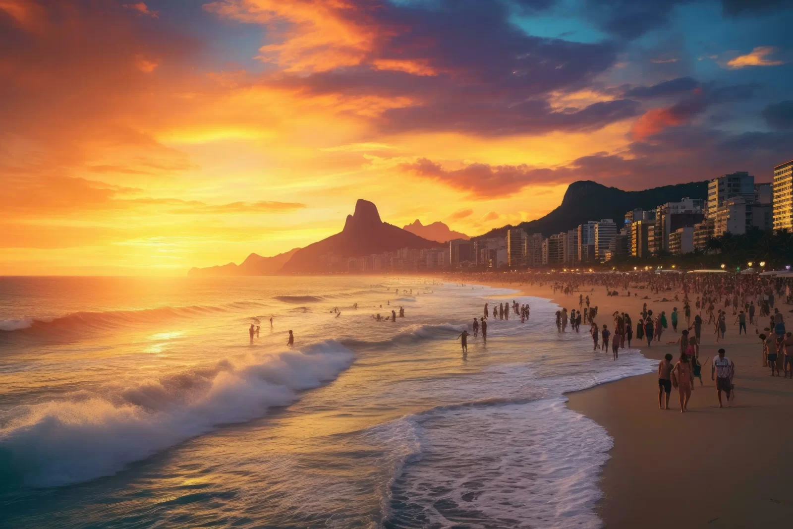 Sunset at Copacabana beach, Rio de Janeiro, Brazil