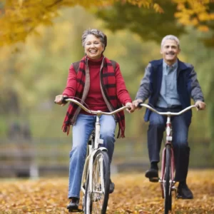 Cozy Fall Day Quiz Riding a bike along a quiet path
