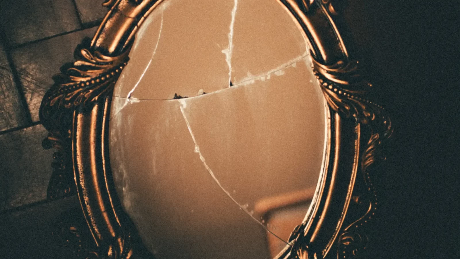 Cracked broken mirror