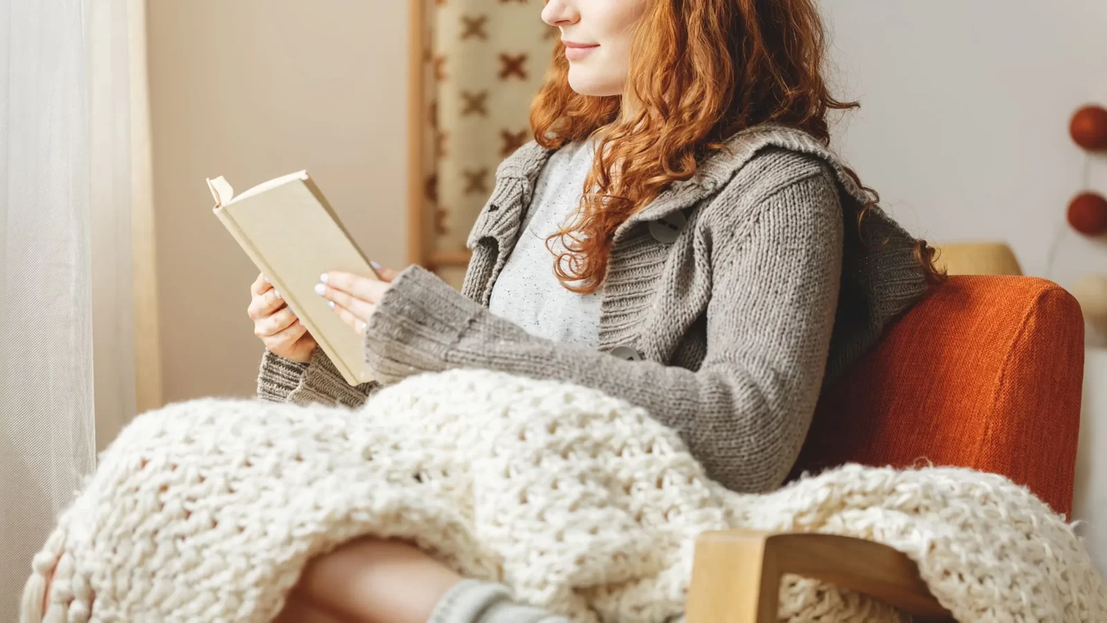 Reading cozy blanket indoor home relaxing weekend