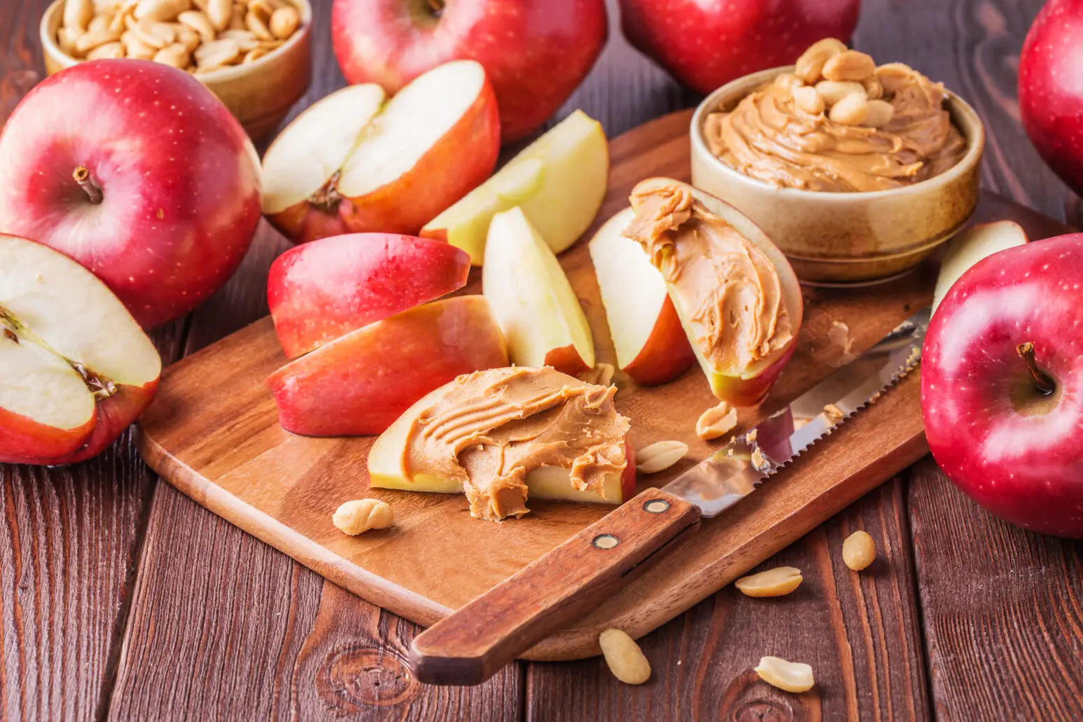 Apple with peanut butter snack