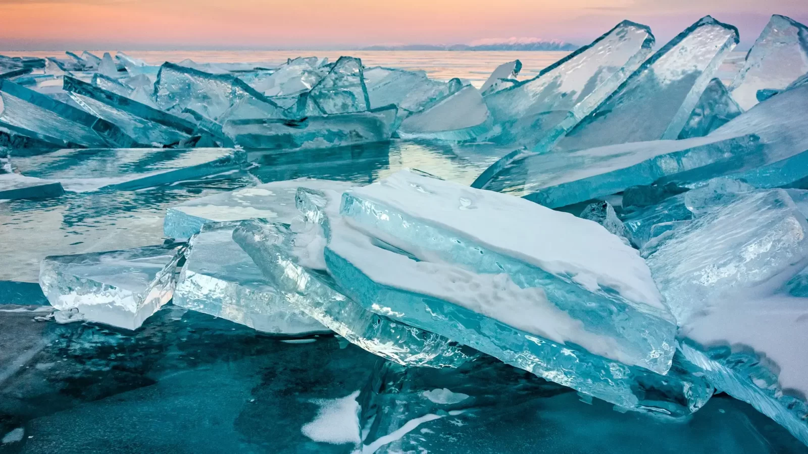 Winter Geography Quiz Turquoise ice of Lake Baikal, Russia