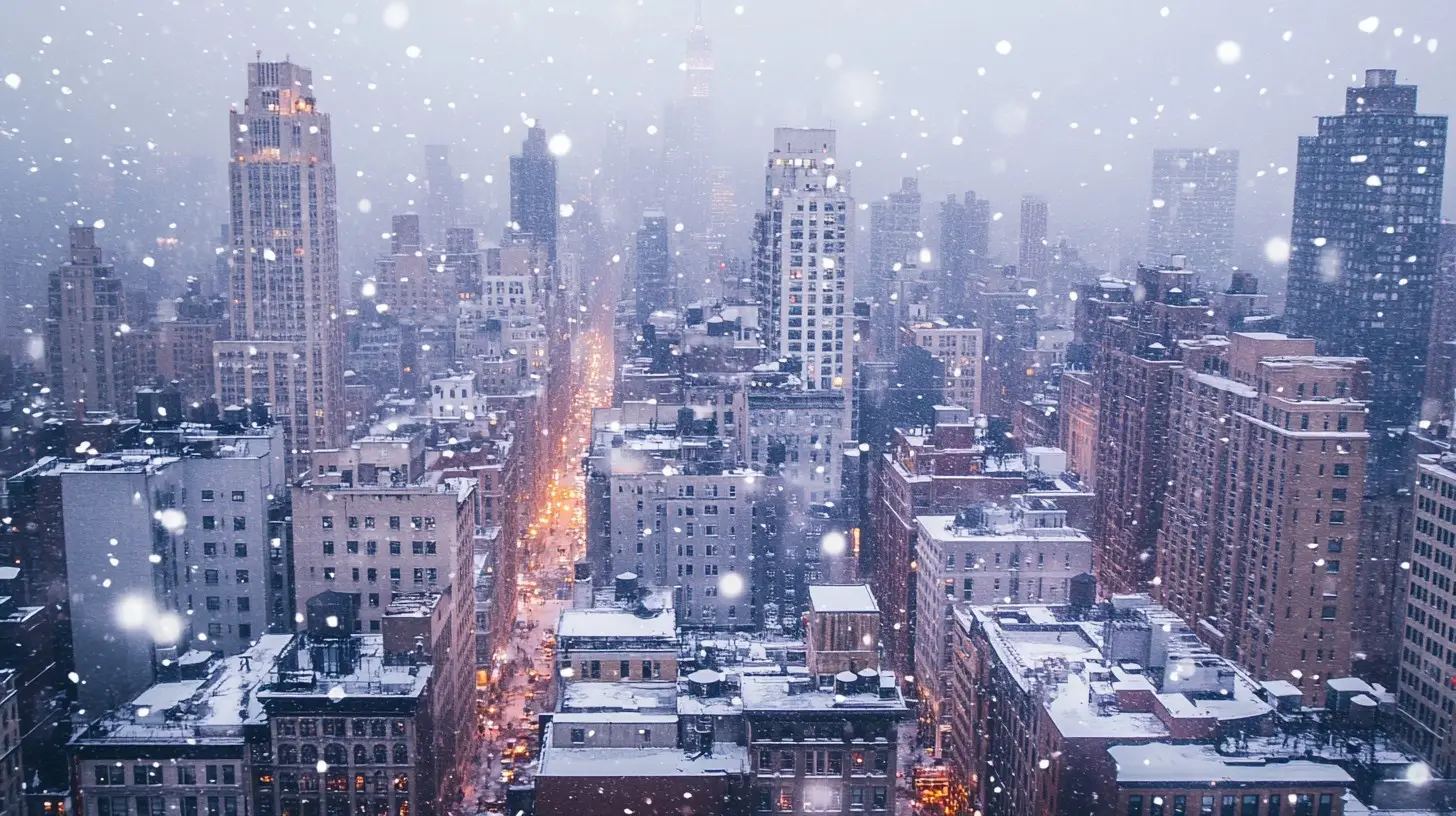 Plan Cozy Snow Day To Know Which Winter Comfort Food Yo… Quiz Snowy cityscape winter window view